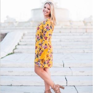 yellow long sleeve dress